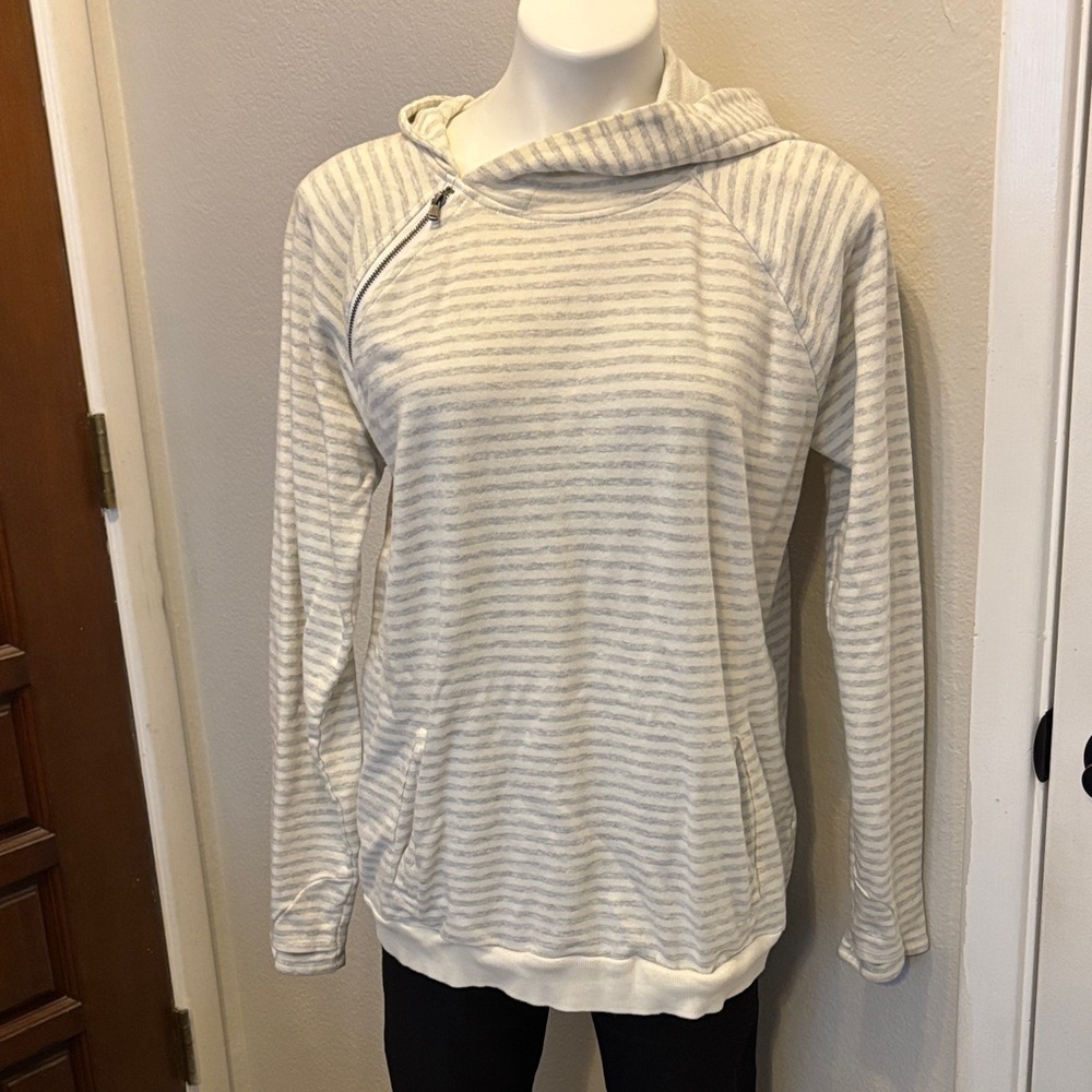 Striped Gray and White Hoodie